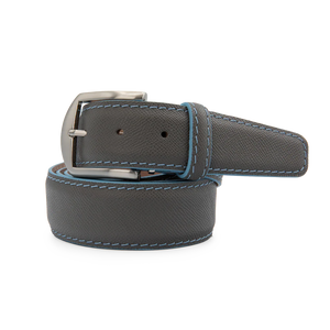 LEN Epsom Leather Belt (Charcoal/Ice Blue)