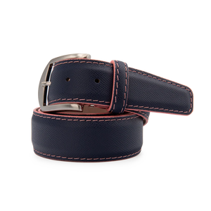 LEN Epsom Leather Belt (Navy/Pink)