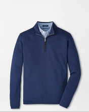 Blue long-sleeve shirt with a zipper on a light gray background