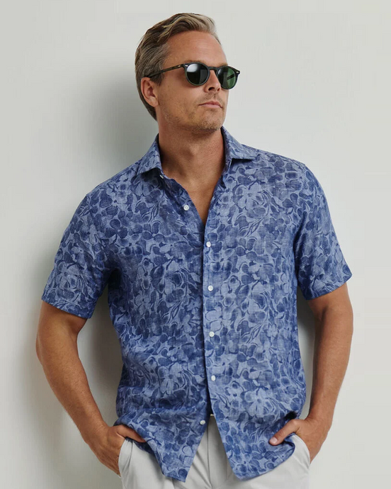 Peter Millar Amalfi Linen Sport Shirt (Navy)
