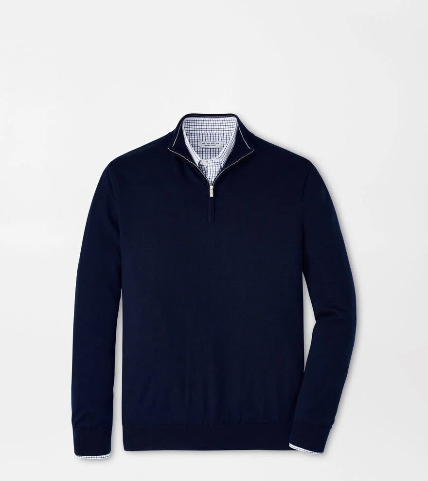 Peter Millar Autumn Crest Soft Merino Wool Quarter Zip (Navy)