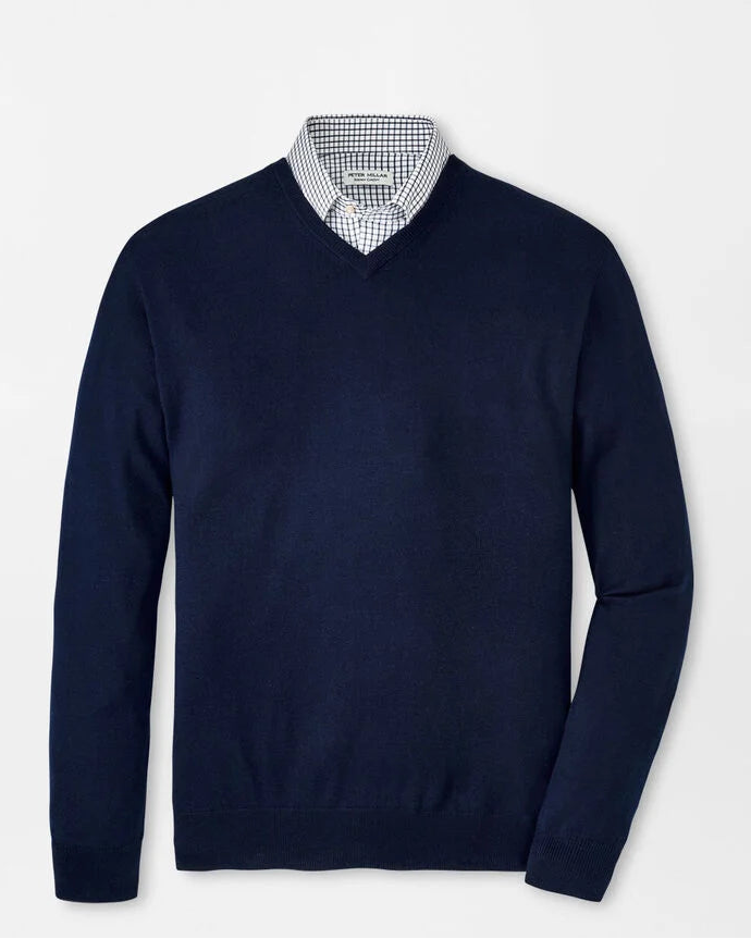 Peter Millar Autumn Crest V-Neck Sweater (Navy)