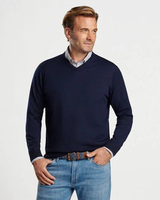 Peter Millar Autumn Crest V-Neck Sweater (Navy)