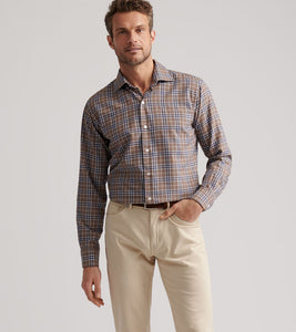 Peter Millar Big Bear Flannel Sport Shirt (Poplar Brown)