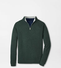 Green quarter-zip sweater on a light gray background