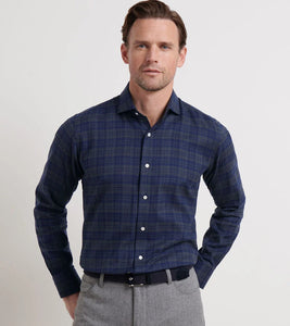Peter Millar Trentino Italian Flannel Sport Shirt (Navy)