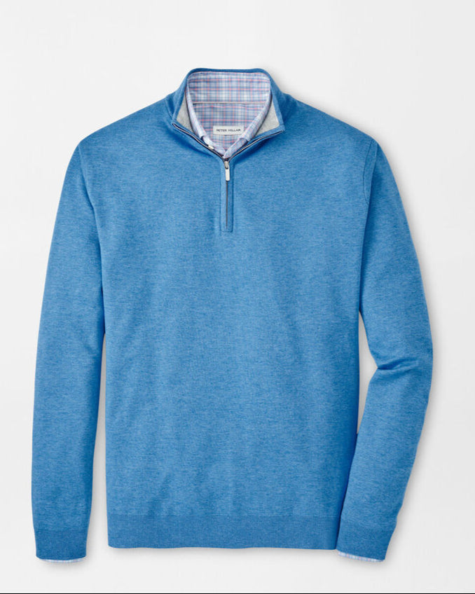 Peter Millar Coolspun Cotton Quarter-Zip Sweater (Blue Poppy)
