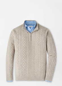 Peter Millar Crescent Ridge Cable Sweater (Light Elm)