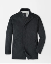 Dark gray coat on a light gray background