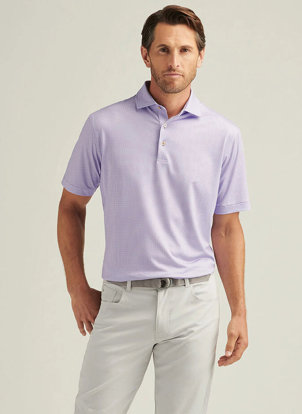 Peter Millar Gingham Performance Jersey Polo (Ultra Violet)
