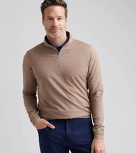 Peter Millar Perth Mélange Performance 1/4 Zip Pullover (Poplar Brown)