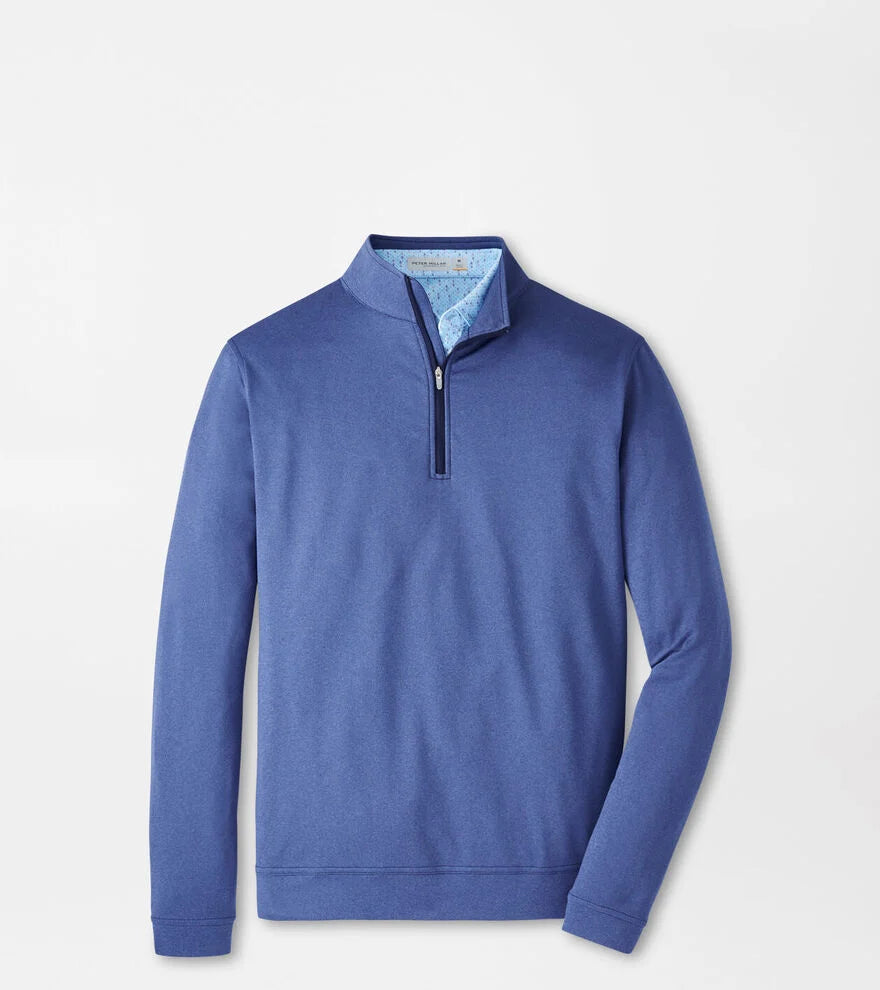Peter Millar Perth Sugar Stripe Performance 1/4 Zip (Sport Navy)