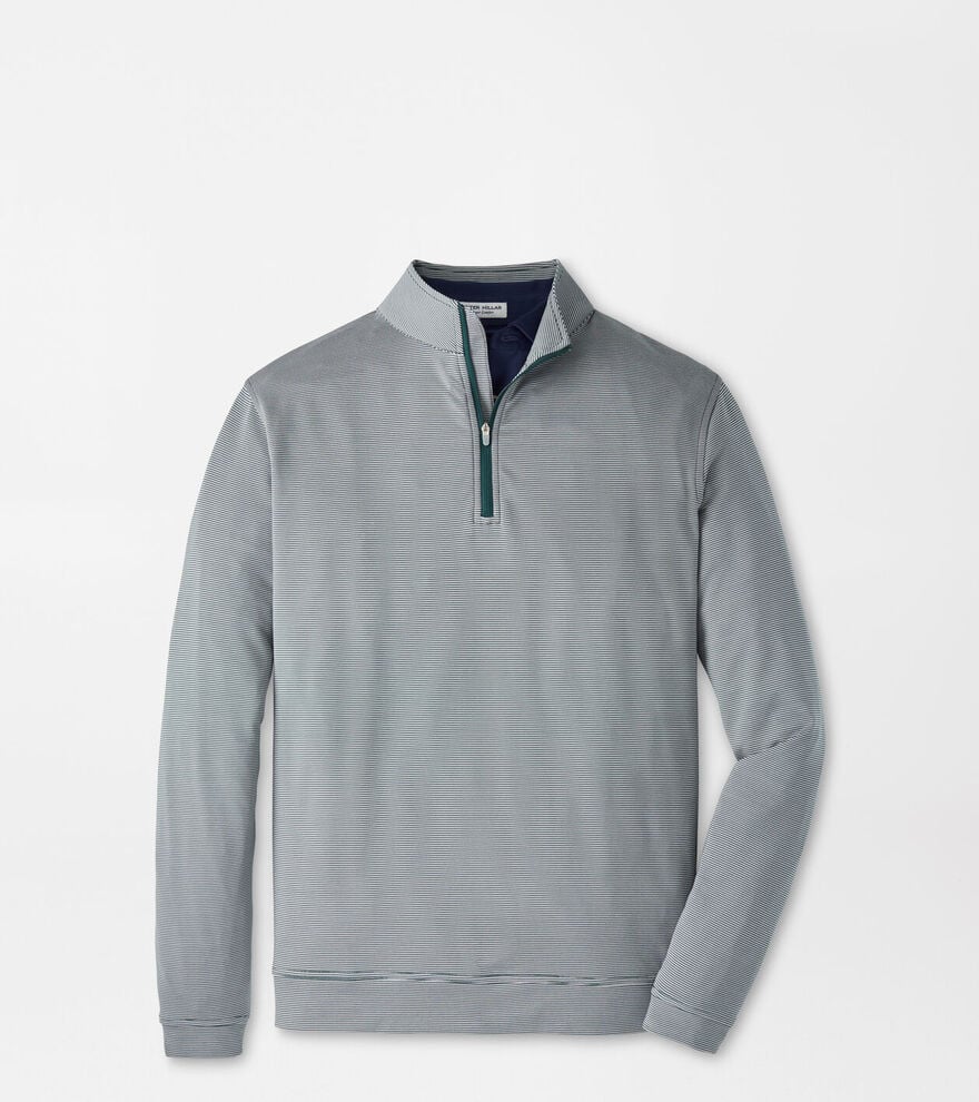 Peter Millar Perth Sugar Stripe Performance 1/4 Zip (Pine)