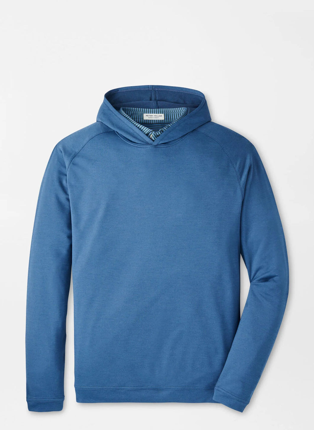 Blue hoodie on a light gray background