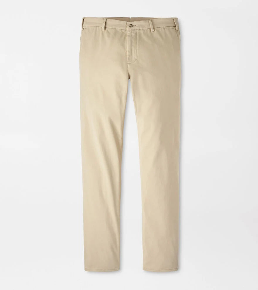 Peter Millar Signature Sateen Flat Front Trouser (Khaki)