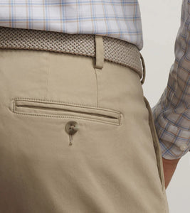 Peter Millar Signature Sateen Flat Front Trouser (Khaki)