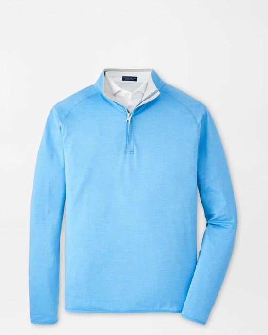 Light blue long-sleeve shirt with a white collar on a light gray background