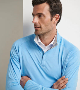 Peter Millar Stealth Performance 1/4 Zip Pullover (Blue Topaz)