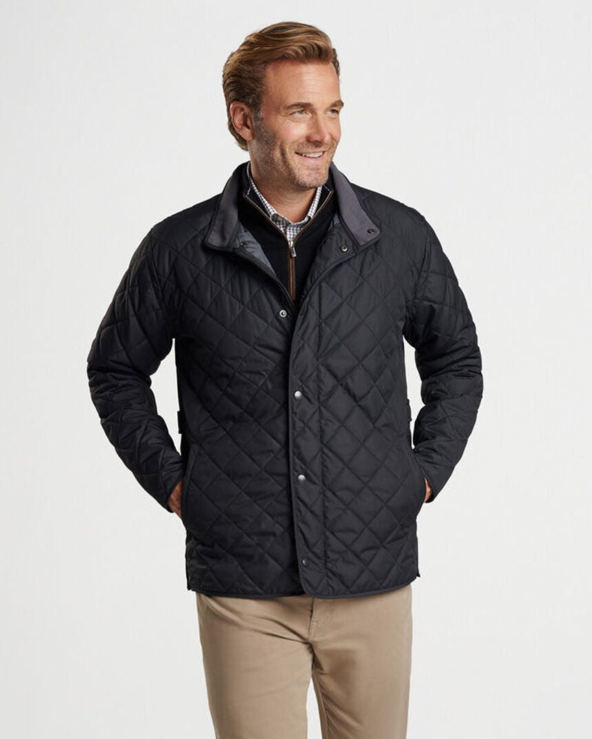 black quilted jacket