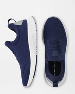 A pair of navy blue Peter Millar Tellustride sneakers with lace-up closure, displayed side by side.