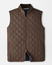 brown full zipper quilted vest in brown