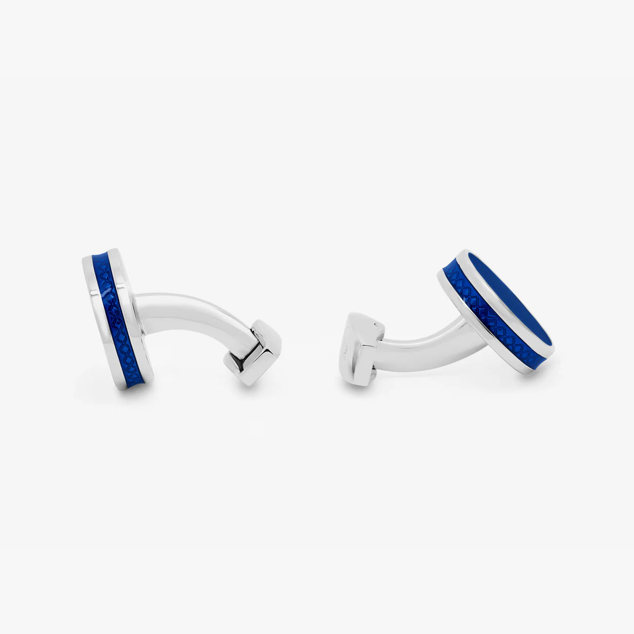 TATEOSSIAN Palladium Plated Tablet Ice Cufflinks With Blue En