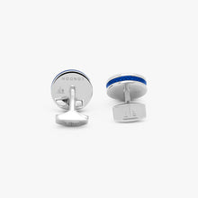 TATEOSSIAN Palladium Plated Tablet Ice Cufflinks With Blue En