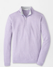 Lavender long-sleeve shirt with a quarter zip on a light gray background