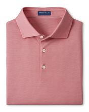 Faded red polo shirt with a collar on a white background