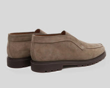 back of suede tan desert boots without laces