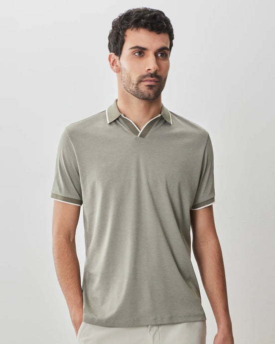 ROBERT BARAKETT Northpark Short Sleeve Open Collar Polo