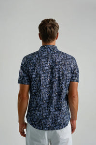 Stone Rose Nova Twill Short Sleeved Shirt (Dark Flight & Flora)