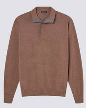 Turtleson quarter button sweater in brown with grey trim