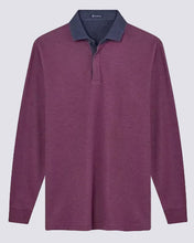 Classic long sleeve rugby shirt in wine with navy collar