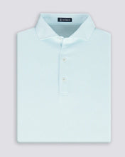 light teal polo with three buttons
