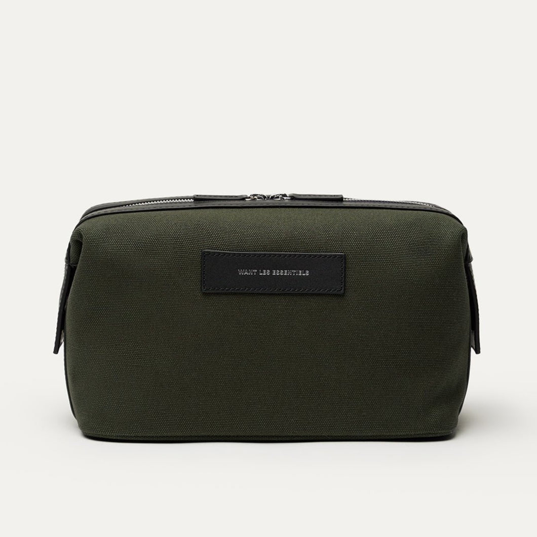 WANT LES ESSENTIELS Kenyatta Organic Cotton Canvas Toiletry Bag (Green