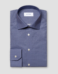 Eton Geometric Print Dress Shirt | Blue-Contemporary