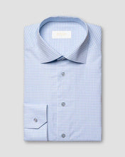 Eton Light Blue Checked Elevated Poplin Shirt