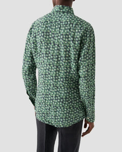Eton Green Kiwi Print Linen Shirt