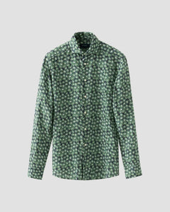 Eton Green Kiwi Print Linen Shirt