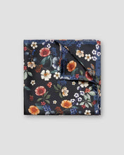 Eton ETON Navy Floral Print Silk Twill Pocket Square