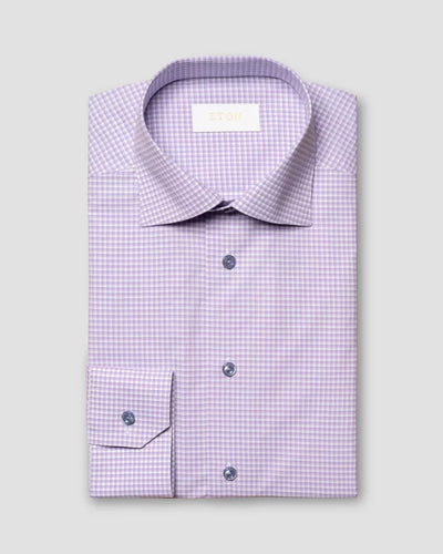 Eton Light Purple Checked Elevated Poplin Shirt
