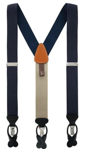 Trafalgar Classic Solid Color 38mm Convertible Braces | Navy