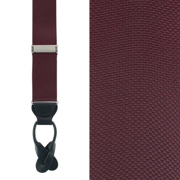 Trafalgar Hudson Nylon Button End Braces | Burgundy