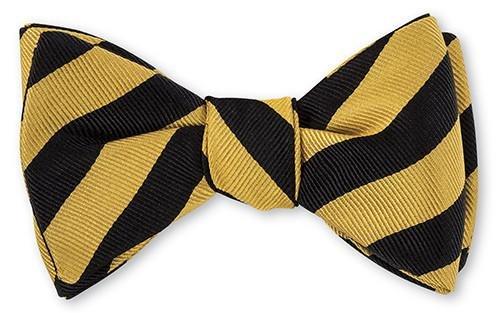 R. Hanauer Black & Gold Bar Stripe Bow Tie