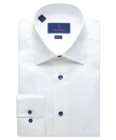 David Donahue Super Fine Twill Dress Shirt Slim Fit | White