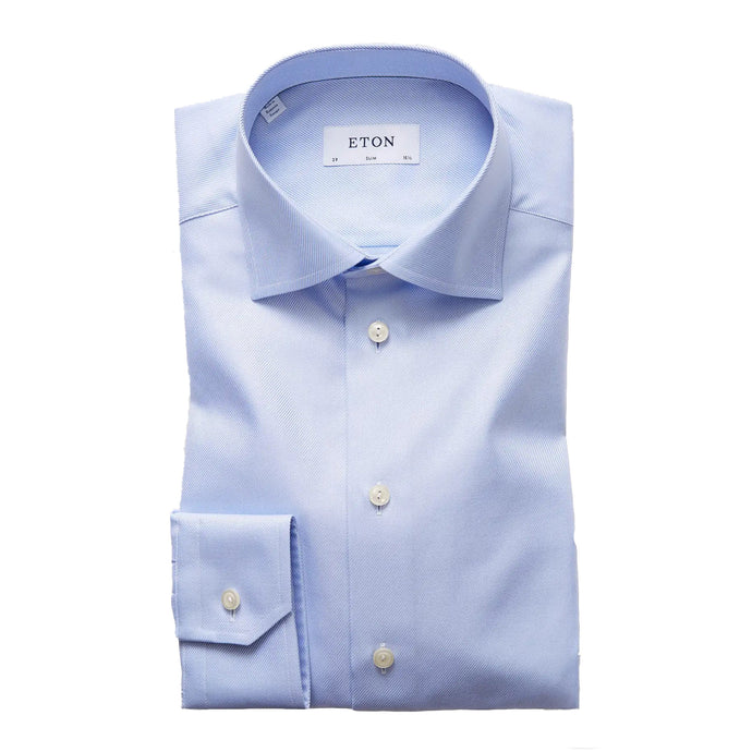 Eton Light Blue Textured Twill Shirt-Slim
