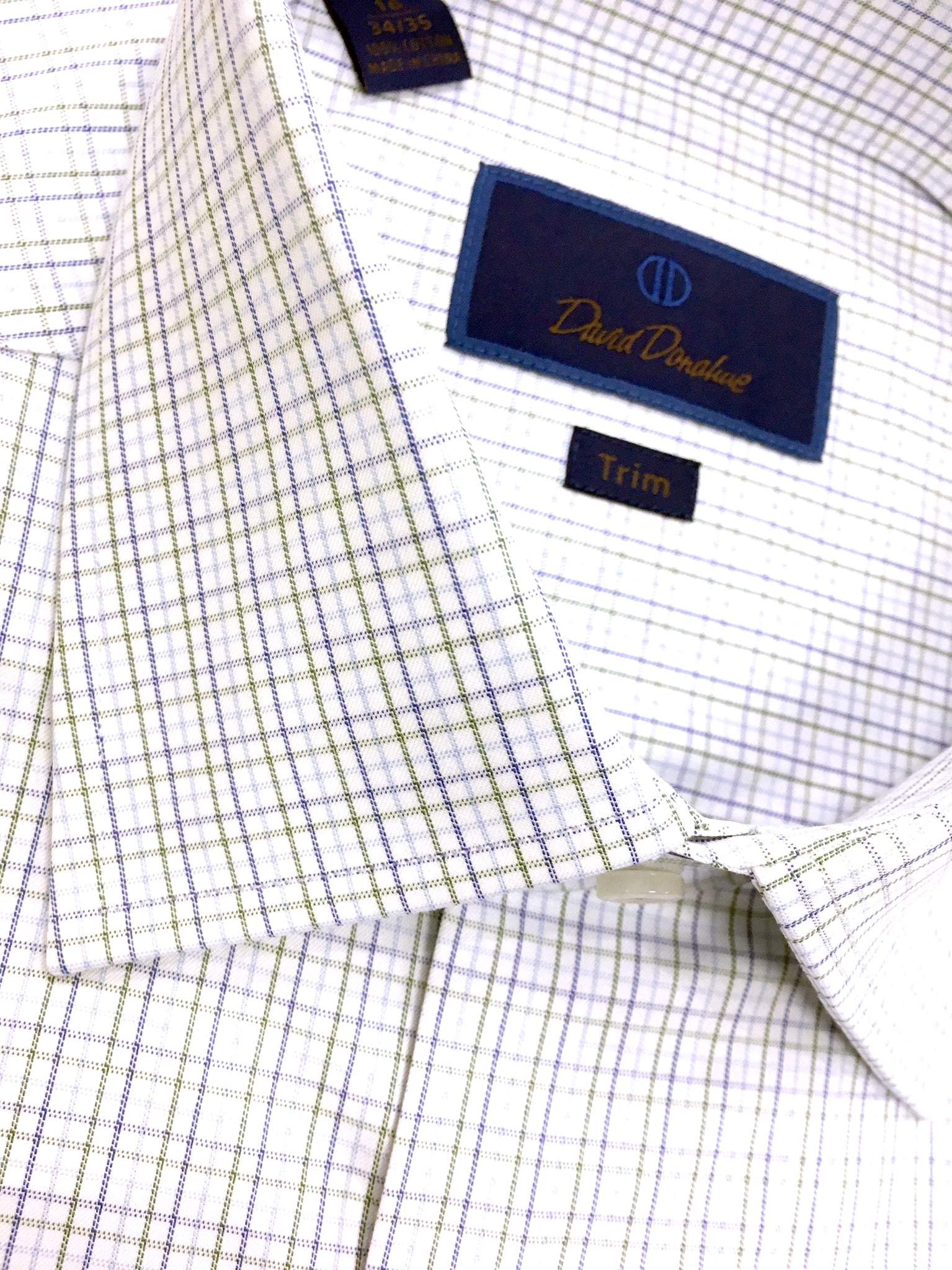 David Donahue Graph Check Dress Shirt Trim Fit | Blue/Green David Donahue Graph Check Dress Shirt Trim Fit | Blue/Green