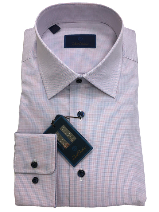 David Donahue Graph Check Dress Shirt Regular Fit | Blue/White