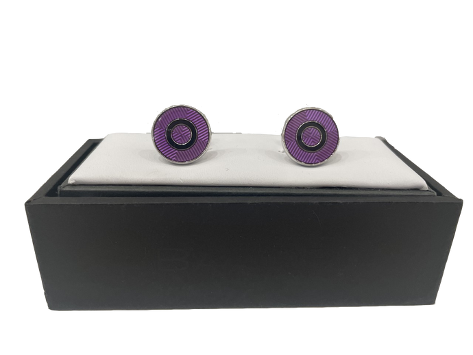 Baade II Purple and Black Bullseye Pattern Cufflinks